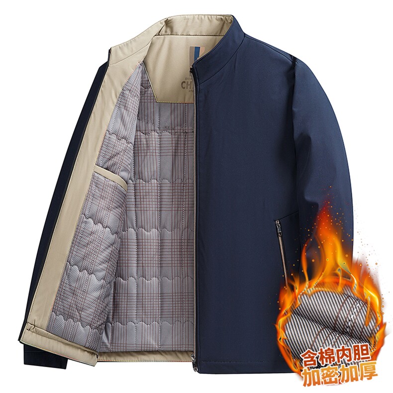 立领棉服男冬装新款加绒加厚保暖爸爸装外套棉袄中老年防寒夹克男,男装夹克,电商B212（原钱塘6029）