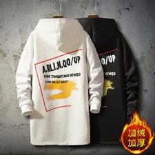 秋冬男士大码加绒加厚大衣连帽外套中长款风衣男QT2026-F10-P80，男装风衣，星座1512