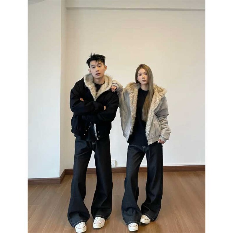 美式复古短款座山雕夹克棉服男女款冬季加厚cleanfit连帽棉衣外套,男装棉衣,电商A128