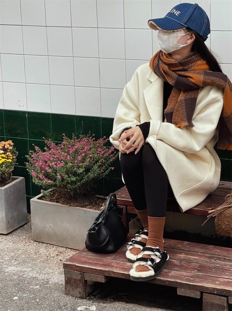 秋冬新款韩版中长款6粒扣羊绒大衣，其它，HJ