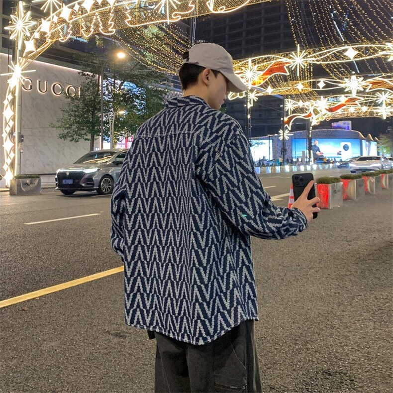 25年春季提花牛仔衬衫长袖得物抖音衬衫DS-C323-1-G663-P55,男装衬衫,电商C323-1