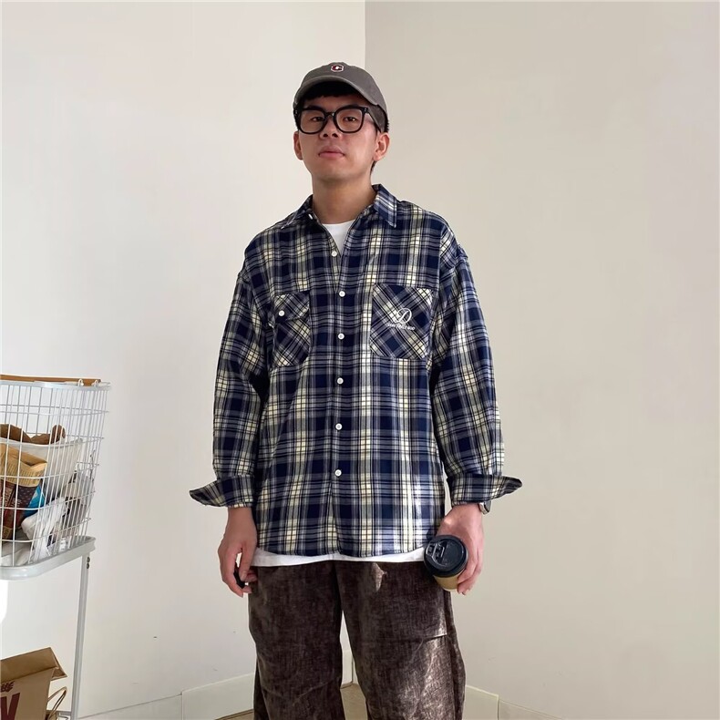 1506/Q30530/P43春秋季衬衫长袖格子衬衫日常衬衣穿搭外套,男装衬衫,星座1506