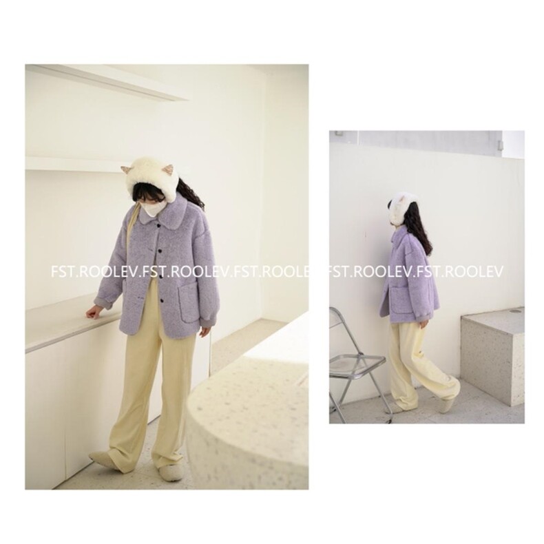 小圆领羊羔毛外套，其它，FST