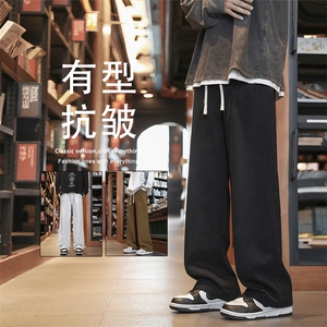 日系纯棉裤子秋季新款潮牌宽松运动垂感直筒休闲长裤K628-特批-35图片