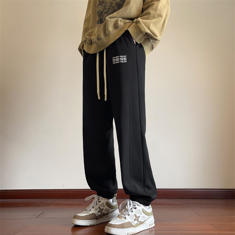 2023冬季新款内景大码菠萝格刺绣卫裤M-5XHK23919-P50,男装休闲裤,电商A022