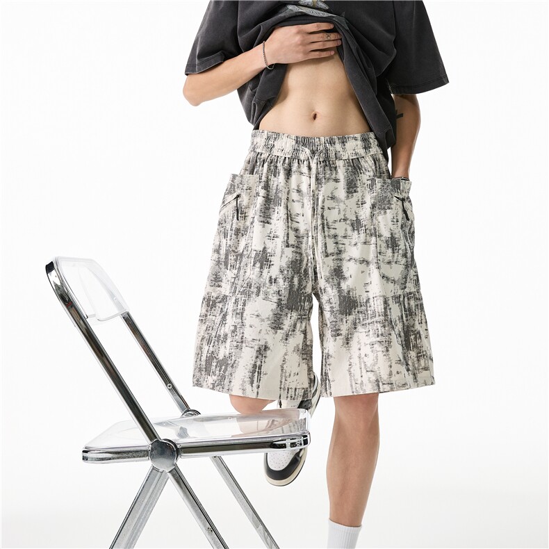 抖音品质夏季新款潮流扎染工装宽松短裤B315-K25785-特p30控58,男装牛仔裤,电商B315