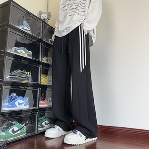 抖音品质秋季新款潮流条纹拼接宽松休闲卫裤B315-K818-特p40控78图片