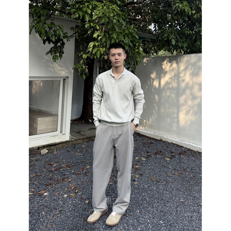 秋冬老钱风极简翻领polo毛衣针织衫H58019-P70,男装针织衫/毛衣,星座1012-1