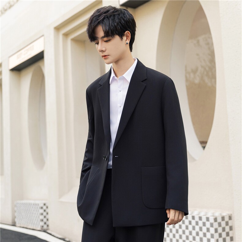 高级感痞帅西服套装男士春秋宽松垂感休闲西装男外套X85816-p215,男装西服,电商A355（原A415）