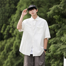 短袖衬衫男夏季日系宽松休闲衬衣青少年凉感港风上衣CC123，男装衬衫，星座1116A-1（原606A）