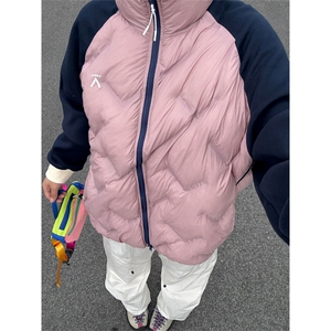 高品 户外情侣P棉气绒服拼接轻薄防泼水棉衣棉服男女 A1074-P118图片