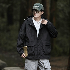 春秋款工装连帽外套户外登山服男女款百搭防风夹克JK8311-P72，男装夹克，电商B306