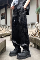 2024春夏衔接外景新中式龙提花冰丝裤M-5XHK24182-P50，男装休闲裤，电商A022