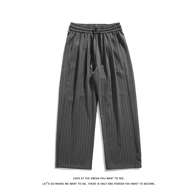 竖条纹山本裤男女夏季慵懒风垂感直筒西裤薄款裤子K8621-特价P37,男装西裤,电商A007