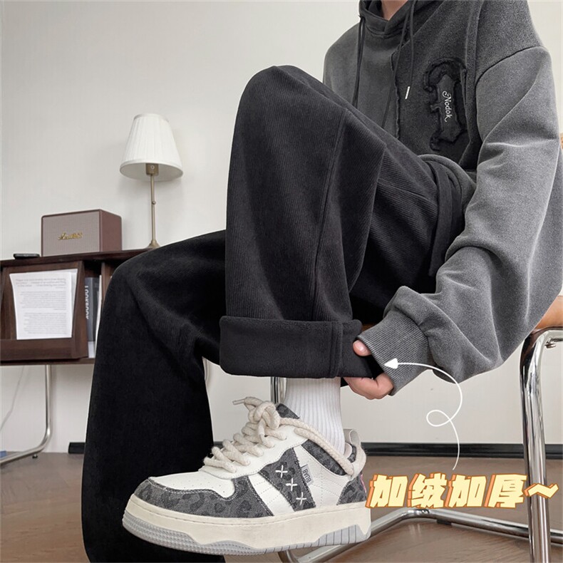 2024冬季新款内景大码加绒灯芯绒直筒裤M-5XHK23816-特P35，男装休闲裤，电商A022