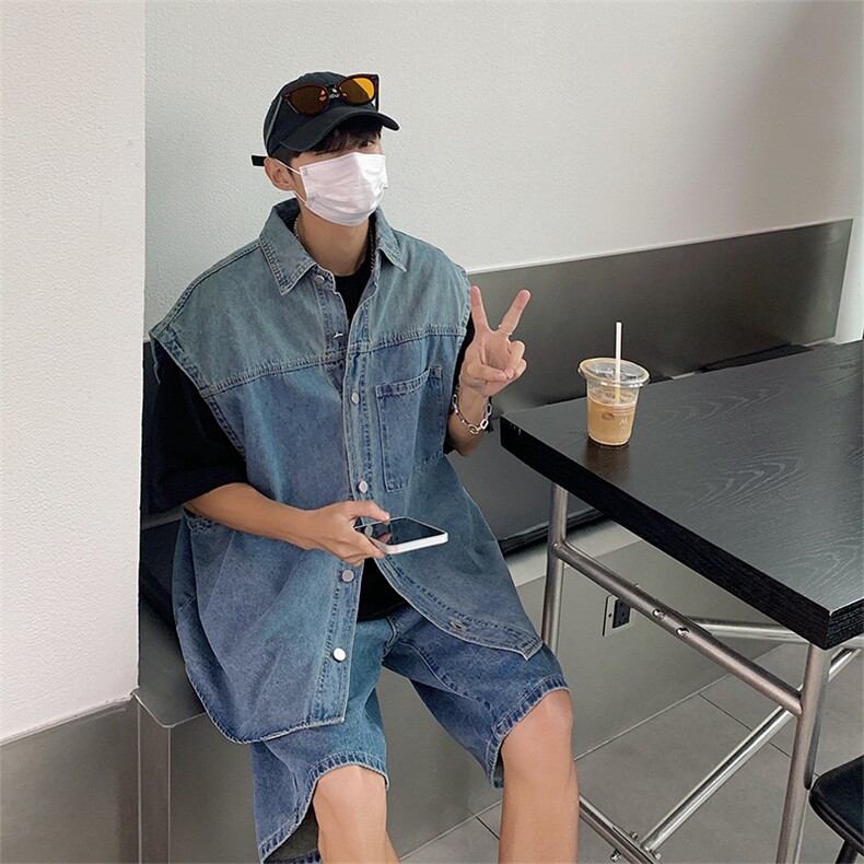 TZ37-P85日系复古潮流牛仔套装,男装休闲套装,星座1501-1