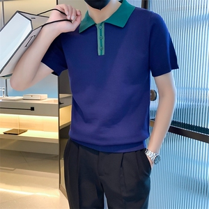 针织数据款POLO衫夏季翻领百搭短袖T恤户外 A409-1图片