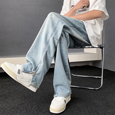C315-S664数据款脚口拉链拼接磨烂猫须四季牛仔M-3XL(P60限78)3，男装牛仔裤，电商C315