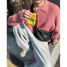 现货MY57-P80粉色宽松百搭口袋polo领长袖毛衣针织衫男女，男装针织衫/毛衣，星座1501-3