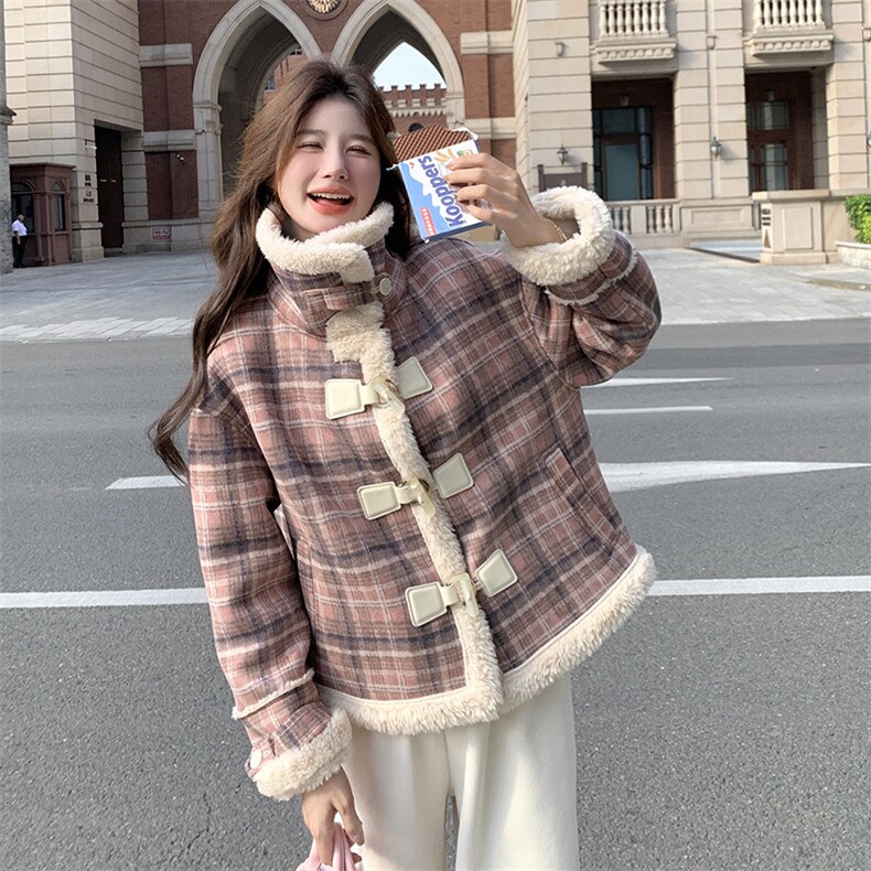 现货2025年冬季新款好看羊羔毛加厚外套203-8807-P185-K278,女装羊羔毛/颗粒绒,浪娴服饰