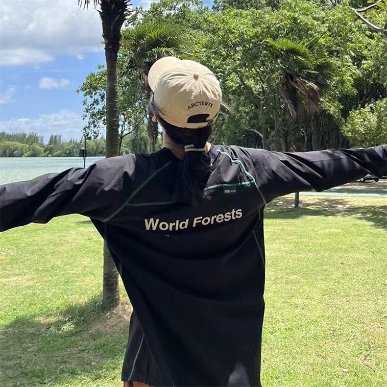 美式高街解构工艺速干长袖T恤男女款防晒罩衫户外运动潮牌骑行服，男装防晒衣，电商A443