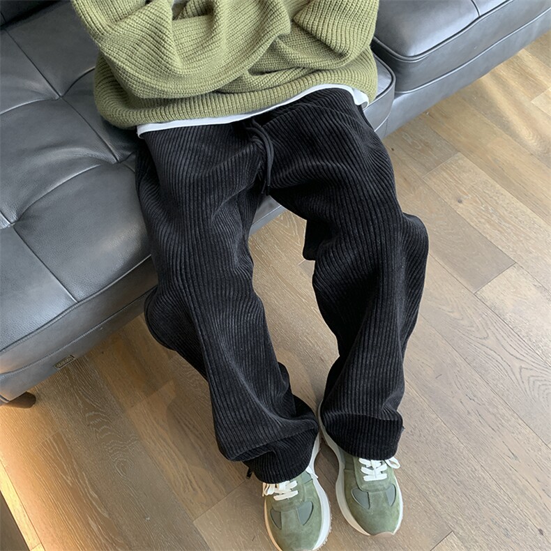 灯芯绒裤子男春秋款日系复古垂感oversize宽松重磅潮牌青少年卫裤,男装休闲裤,星座604