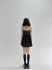 拼接雪纺吊带裙，女装背心吊带，HE