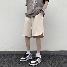 DK100P32港风钢印运动休闲裤美式高街钢印五分裤宽松直，男装牛仔裤，星座1204-3