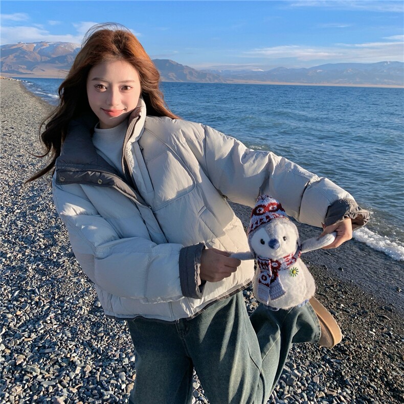 韩版学院风减龄加厚羽绒服女2025年冬季新款连帽保暖白鸭绒面包服,女装羽绒服,慧尚2-185