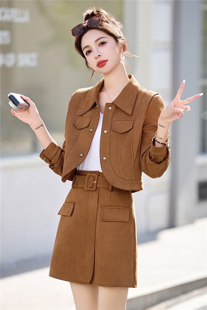 已出货春装新品小个子麂皮外套女早春短款polo领韩版修身显瘦潮,女装短外套,吾爱衣
