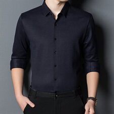 E666钱塘2020-2秋冬高品质男士桑蚕丝羊毛纯色衬衫P100主推，男装衬衫，钱塘207-2