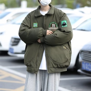 2022潮牌秋冬季新款棒球棉服男宽松夹克翻领棉衣外套W4170-P82图片