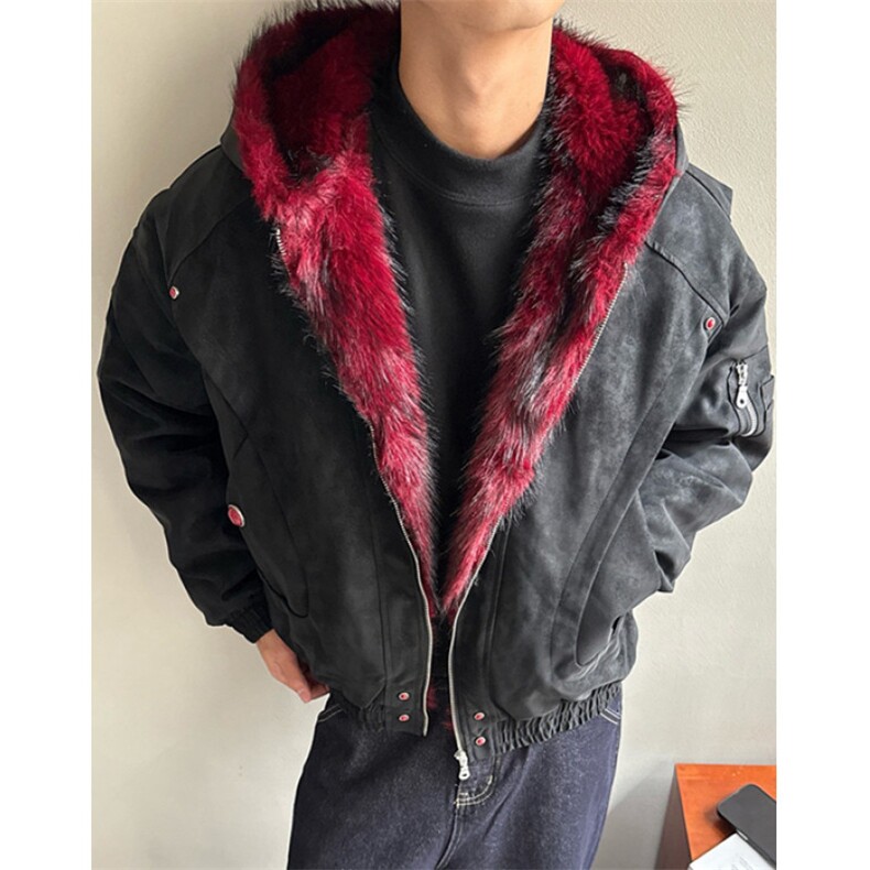 撞色座山雕毛领连帽棉服男女冬季加厚保暖棉衣外套MW313,男装棉衣,星座1116A（原606A-3）