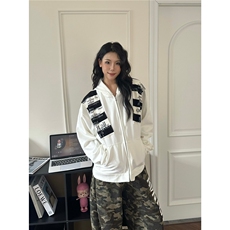 欧美式街头字母贴布连帽卫衣男女秋冬季开衫外套潮牌WYA253-P58，女装短外套，星座208-5