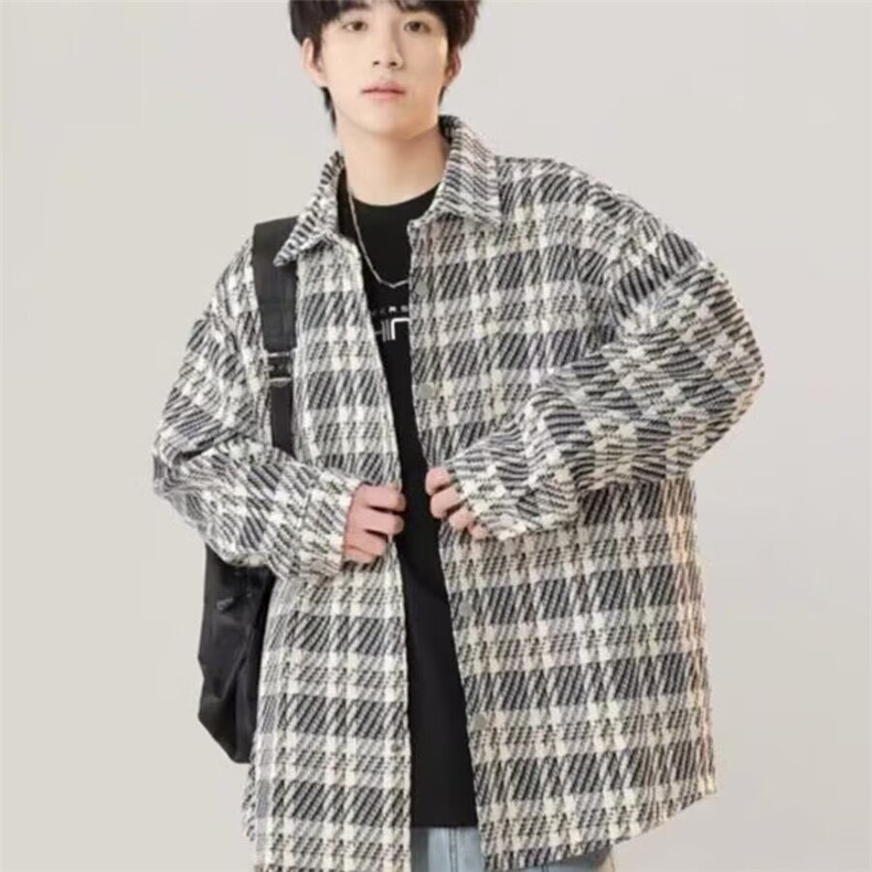 455-P44小香风格子外套男春秋高级感痞帅男装oversize潮牌,女装短外套,电商B323A