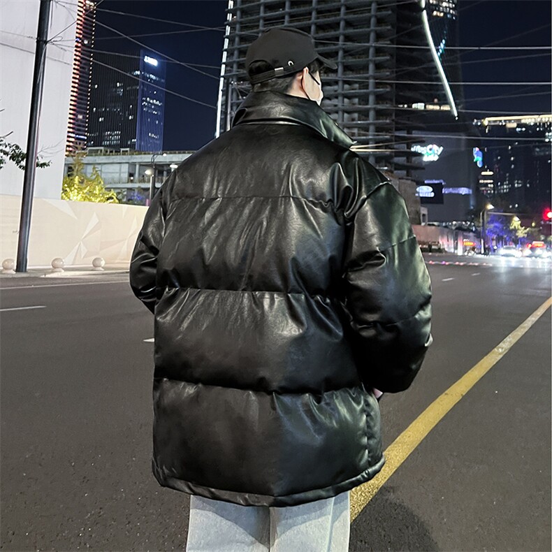 新款立领pu皮印花棉衣男秋冬季加厚面包服外套保暖棉服MY613-P115,男装棉衣,星座505-3