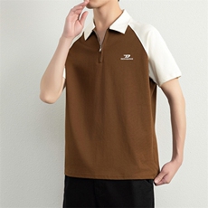 夏季短袖男刺绣翻领POLO衫拼接色T恤宽松休闲半袖上衣YD33997-P40，男装Polo衫，星座310B-3