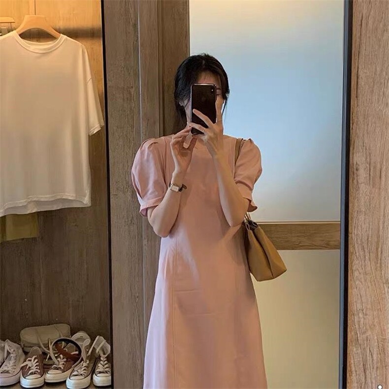 黑粉蓝气质连衣裙显瘦噢，女装连衣裙，欧妮卡蒂蔓