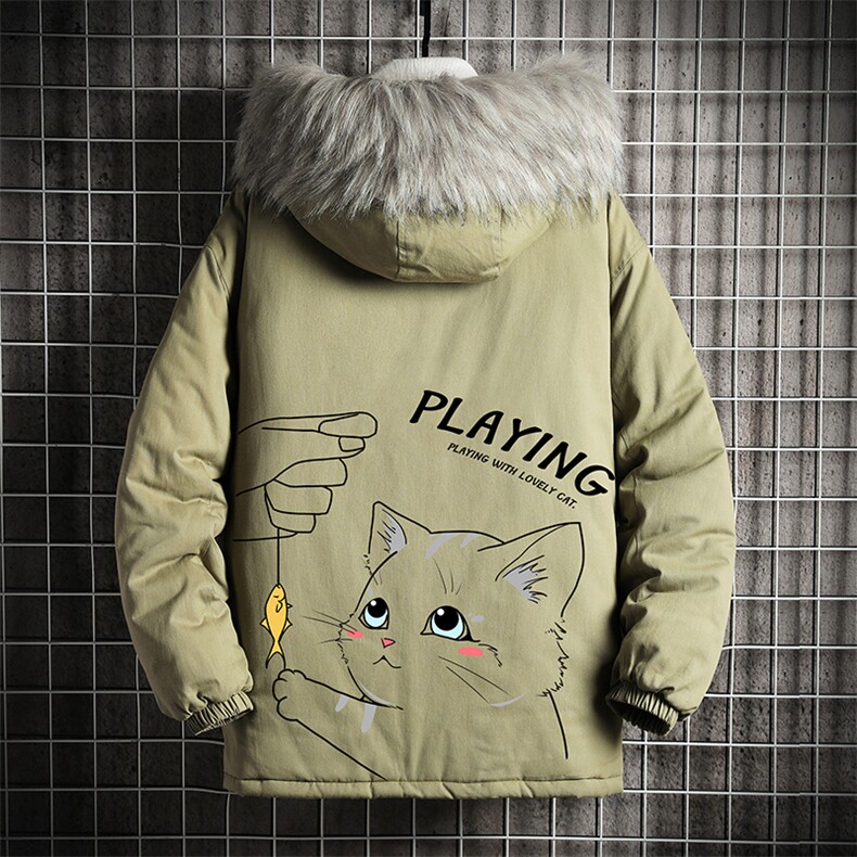 MM48129-P130冬季大毛领衣男士大码加厚袄男服网格挂拍,男装棉衣,电商A040A