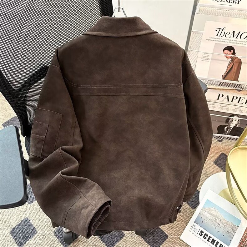 复古翻领皮夹克男士2025春秋季宽松情侣工装pu皮外套3511P95,男装夹克,星座410-2