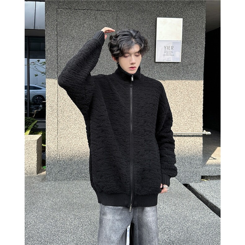 纯色拉链毛衣男女秋冬新款保暖情侣针织开衫外套休闲9815P63,男装针织衫/毛衣,星座410-2