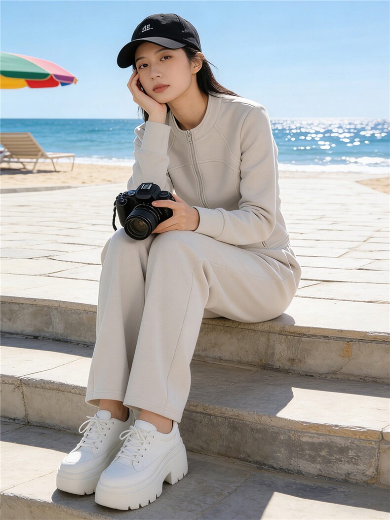 休闲运动套装女装春季新款修身显瘦开衫卫衣阔腿裤两件套时尚减龄,女装套装/套裙,江南