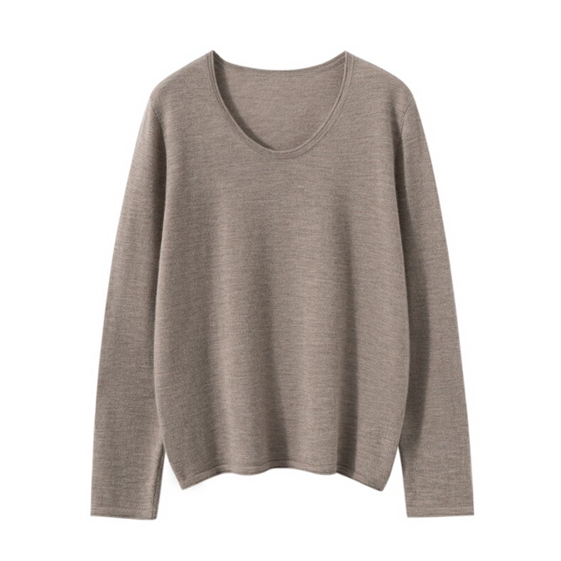 2025年秋季常规卷边圆领时尚百搭通勤简约休闲，女装羊绒衫，朝思纯山羊绒