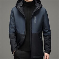 灰鸭绒中青年可托拆卸帽休闲羽绒服冬季保暖上衣ZSab21006-P285图片