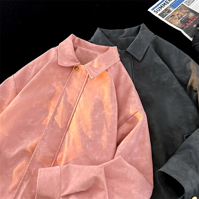 复古港风皮衣夹克外套痞帅拉链小众皮外套翻领皮衣PY2485P75,男装夹克,电商A128