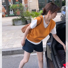 2025年秋季新款百搭女士V领无袖马甲，女装针织衫/毛衣，朝辰羊绒