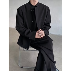 W11045-P78网图现货春新中式立领西服外套解构斜门襟设计感夹克，男装夹克，星座1608