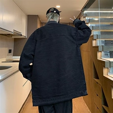 美式金属扣设计感外套男春秋季高街潮牌复古宽松毛边工装夹克，男装夹克，星座410-7