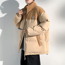 冬季青少年灯芯绒立领拼接外套休闲百搭面包服棉服5302-P78，男装棉衣，电商B306
