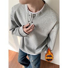加绒加厚冬款男女假两件单排扣卫衣保暖宽松外套WY0096P55，男装棉衣，星座1013-1